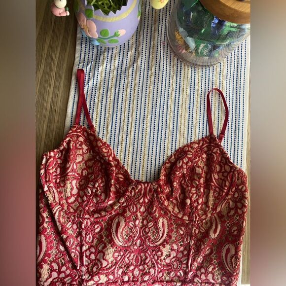 For Love And Lemons Vika Mini Dress Size M Lace Red rods on top - Picture 9 of 17